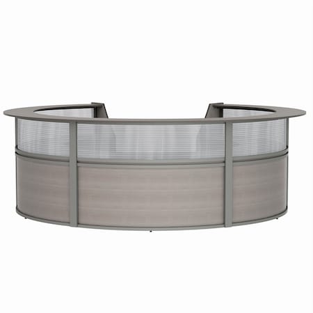 Linea Italia Reception Desk 11.1 ft D X 46 in H, 11.8 ft W X Thermofused Laminate, Clear, Ash ZUD319